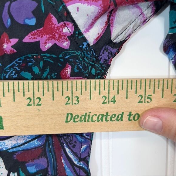 🌺100% Silk large Vintage bright floral tropical Hawaiian button down Miami vice - Picture 5 of 13